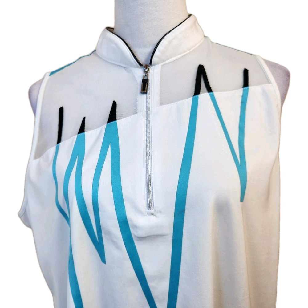 Jamie Sadock Golf Top Womens XL Sleeveless Geometric Print Art To Wear 1/4 Zip